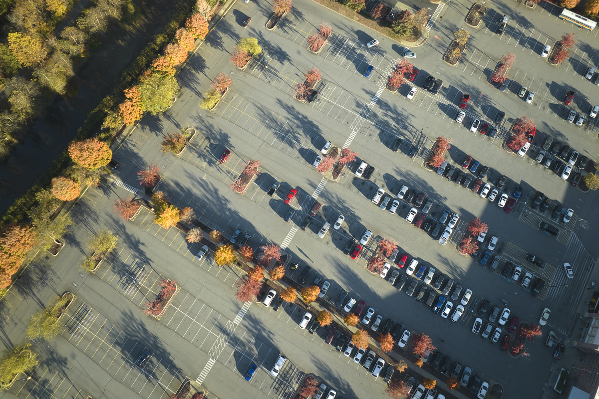 aerial view of parking lot